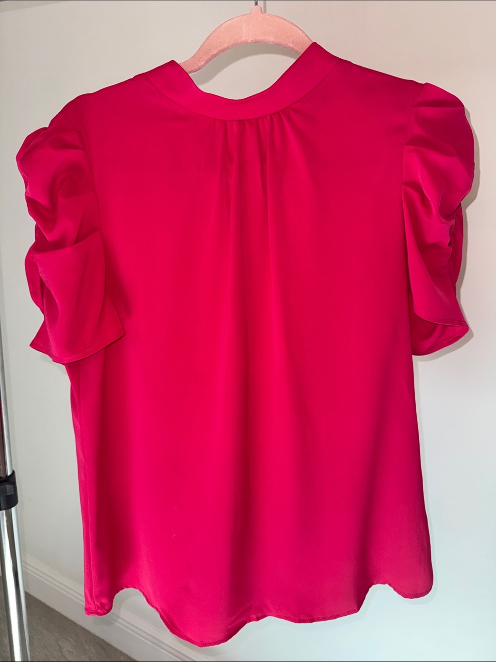 Women's Fuchsia Ruffle Sleeve Blouse